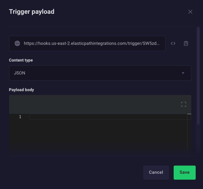 Trigger payload dialog